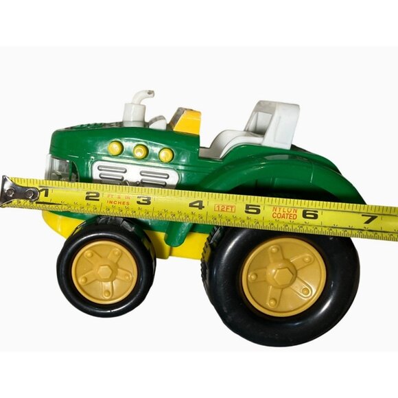 Green and Yellow Plastic Toy Tractor With Working Lights and Sound - Picture 6 of 10